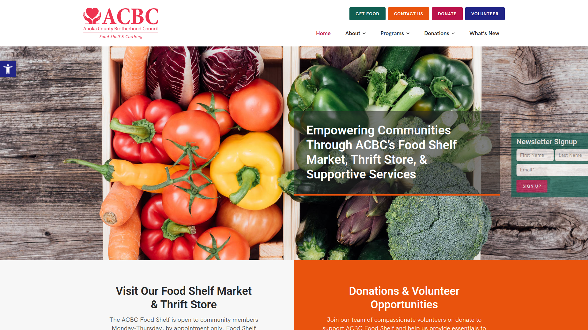 ACBC Food Shelf - Community Nonprofit Website by ProperlyPR