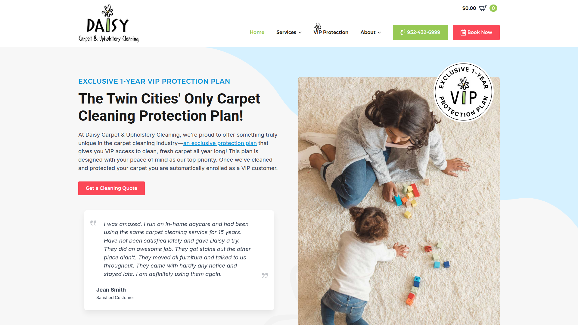 Daisy Carpet & Upholstery Cleaning - Modern Service Website Redesign by ProperlyPR